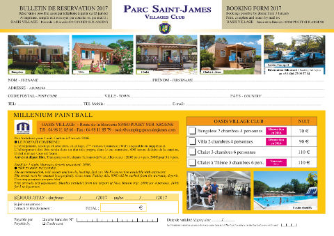 Parc Saint-James Oasis Village Booking Form