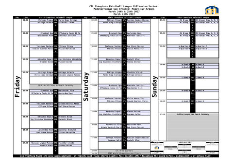 Schedule Champions Paintball League Puget 2017