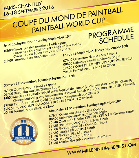 The planned schedule for World Championship 2016 in Chantilly: